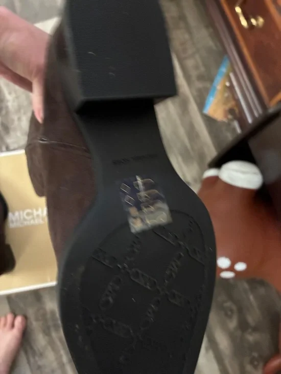 Michael Kors Dark Brown Suede Over-the-Knee Boots with Gold-Tone Zip - Picture 5 of 7